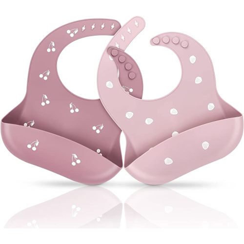 ME.FAN Silicone Baby Bibs for Babies & Toddlers | Adjustable Silicone Bibs Set of 2