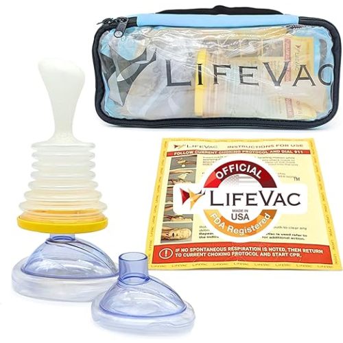 LifeVac Blue Travel Kit - Portable Suction Rescue Device, First Aid Kit for Kids and Adults, Portable Airway Suction Device for Children and Adults - 5 Piece Set