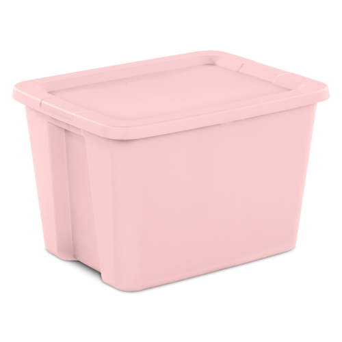 Sterilite Large Storage Bin, 18 Gallon Plastic Storage Container with Snap-On Lid, Pink