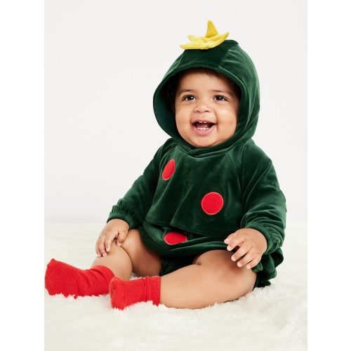 Unisex Holiday Tree Costume Hooded One-Piece Romper for Baby