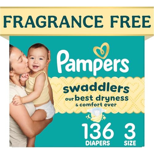 Swaddlers Diapers, Size 3 (13-26 lbs), 168 Count, Fragrance Free, Hypoallergenic, Absorbent, Pediatrician Recommended, Skin Safe