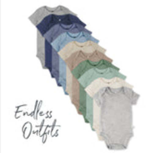 10-Pack Organic Cotton Short Sleeve Bodysuits | Blue Sunrise