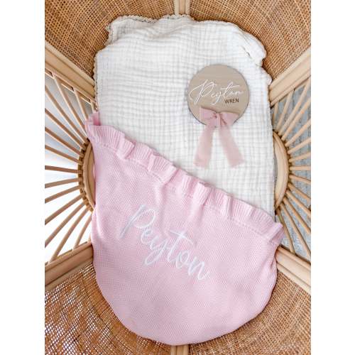 Pink Frill Edge Baby Blanket | Penny and Co – Penny and Co Collections