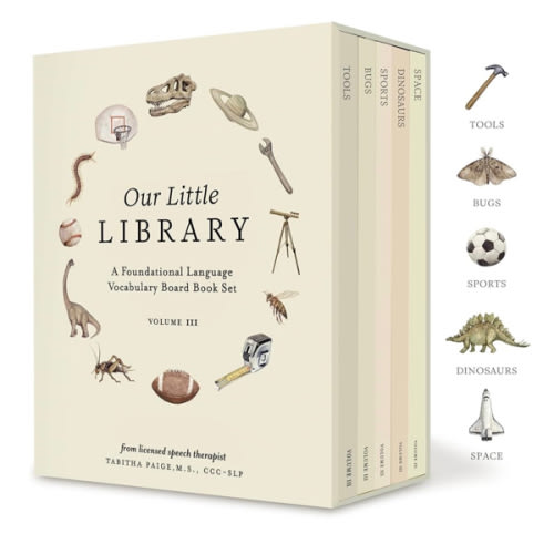 Our Little Library Vol. 3: Dinosaurs, Space, Tools, Bugs, and Sports Board Book Set for Boys & Girls (Tabitha Paige Children's Book Series)