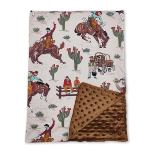 Western Cowboy Newborn Minky Baby Blanket 29*43 Inches