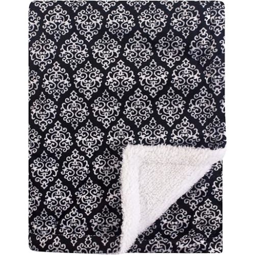 Yoga Sprout Mink Blanket with Sherpa Backing, Damask