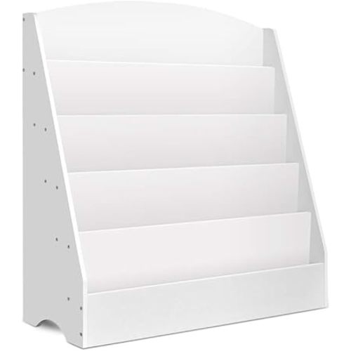 Keezi Kids Bookshelf, 5 Tiers Storage Book Shelf Bookshelves Corner Wall Toy Bookcase Rotating Display Shelves Home Living Room Bedroom Kindergarten Furniture, Rack White