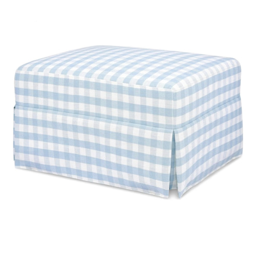 Namesake Crawford Gliding Ottoman in Blue Gingham, Greenguard Gold & CertiPUR-US Certified