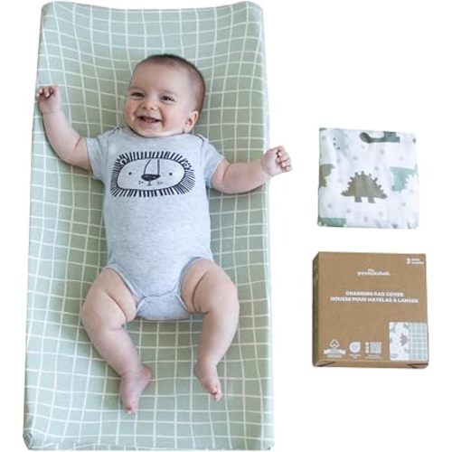 Organic Cotton Changing Pad Cover Boy, 2pk Changing Table Pad Cover, Dino