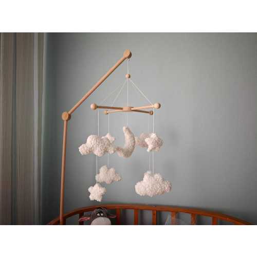Natural Wood Baby Mobile Hanger Arm: Nursery Crib Holder