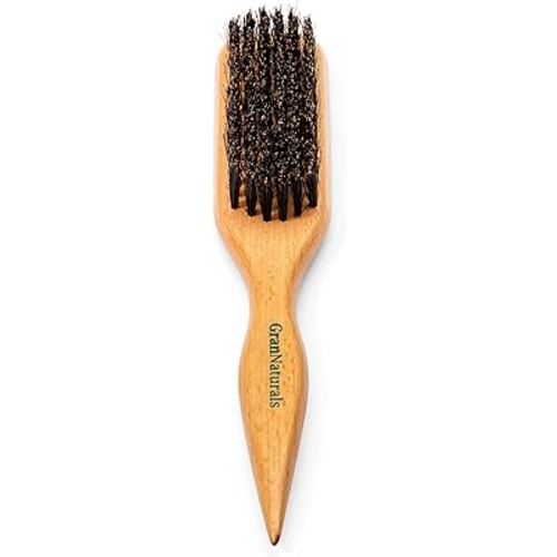 GranNaturals Boar Bristle Slick Back Hair Brush for Sleek Ponytail Bun & Smoothing Baby Hairs, Flyaways, Edge Control - Backcombing & Teasing Hairbrush with Wide Rat Tail for Sectioning & Parting