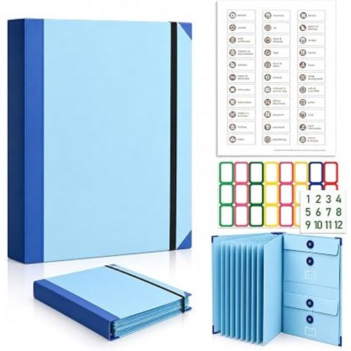 The Life Book Document Organizer - Binder for Important Documents, Document Organizer Foliofor Bills Checks Birth Certificates etc (Blue)