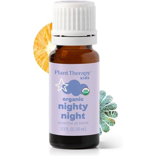 Plant Therapy Kids Organic Nighty Night Essential Oil Blend 10 mL (1/3 oz) | 100% Pure, Undiluted, USDA Certified Organic, Blend for Sleep, Encourages a Good Night's Rest