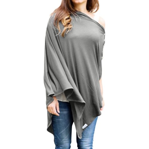 Byrd & Blume Maternity Nursing Cover Breathable Lightweight Breastfeeding Cover Wrap Shawl Scarf Poncho Full 360 (Gray, One size)