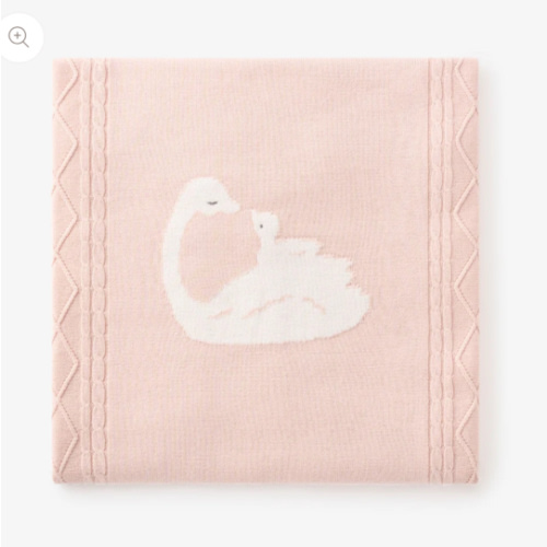 Swan Cotton Cable Knit Blanket – Elegant Baby