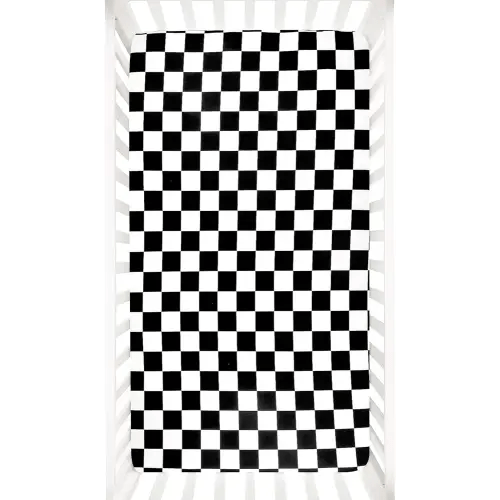 DILIMI Fitted Crib Sheets for Baby Boys and Girls, Ultra-Soft Breathable Baby Crib Sheet Fits Standard Crib and Toddler Mattress, Black Checkered