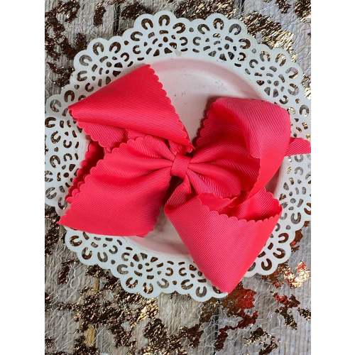 5.5" Oversize Scalloped Hair Bow | Clip or Headband