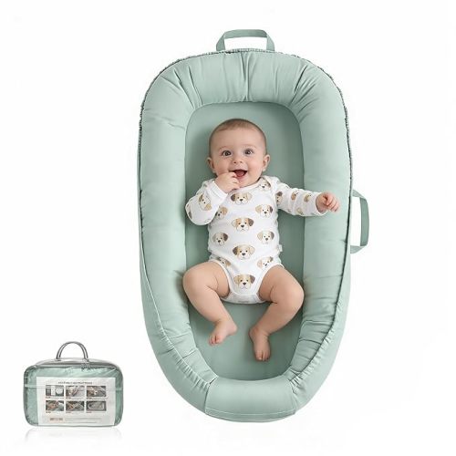 Baby Lounger - Infant Lounger for Newborn 0-24 Months, Pure Cotton Breathable Baby Nest Lounger, Newborn Essentials for Baby Boys & Girls, Portable Baby Lounger for Home and Travel