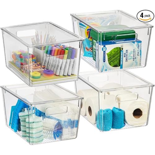 ClearSpace Plastic Storage Bins with Lids X-Large – Perfect Kitchen Organization, Desk Organizer or Pantry Storage – Desktop Organizer, Pantry Organization and Storage Bins, Cabinet Organizers