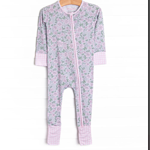 Gingham Gardenias Bamboo Zippy Pajama, Pink – Stitchy Fish