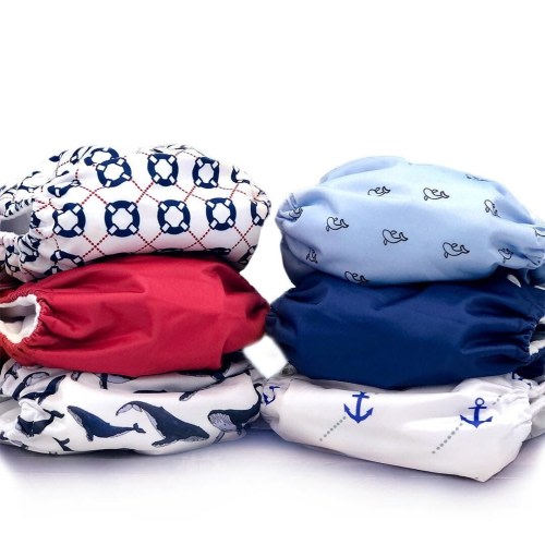 Yachtsman Collection, 6 pocket cloth diapers with 3-layer diaper inserts | Bubble Butt Baby