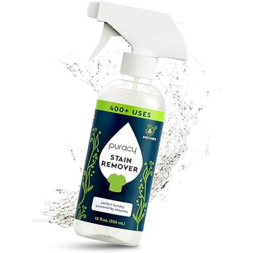 Puracy Stain Remover, Travel and Laundry Stain Cleaner for Clothes, Baby Essentials, Kids Stains, Oil and Fabric Spot Cleaner (Stain Remover Spray, 12 fl oz)