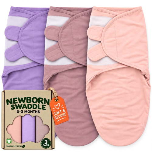 Bublo Baby Swaddles for Newborns - 3 Pack Organic Baby Swaddles for 0-3 Months - Baby Swaddle Sleep Sack - Infant Sleeping Swaddle sack – Adjustable Swaddle Blanket Wrap Girl