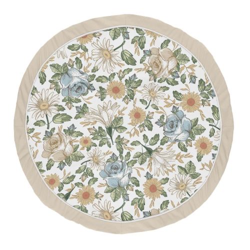 Sweet Jojo Designs Girl Baby Tummy Time Playmat Vintage Floral Blue Yellow And Beige