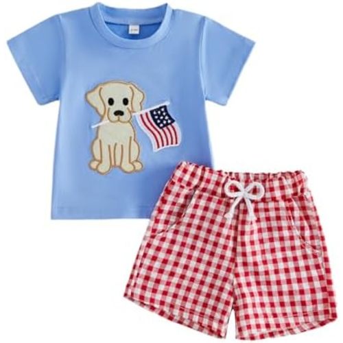 MAYUMMPY Independence Day Toddler Baby Boy Clothes 4th of July T-shirt and Shorts American Flag Outfit Set