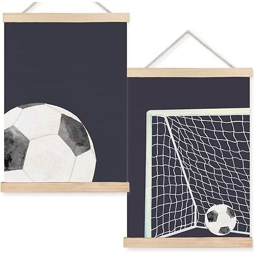 FDHSPAAM Soccer Wall Art Decor, Sports Room Decor for Boys, Boys Soccer Gifts, Sport Wall Art Posters for Nursery Home Boy Bedroom Playroom, 12x16 Inch Set of 2