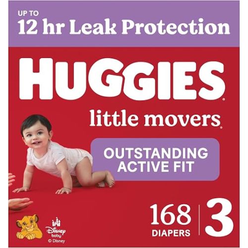 Huggies Little Movers Diapers Size 3, 168 Count (6 Packs of 28)