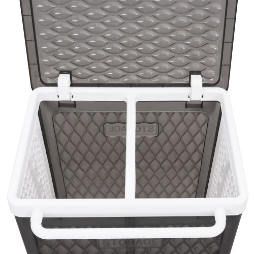 Javlergo Rolling Laundry Hamper with Lid & Brakes 100L Dual Compartment Plastic Storage Cart with Wheels for Bathroom