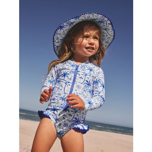 Blue Palm Sunsafe Long Sleeve Swimsuit (3mths-7yrs)