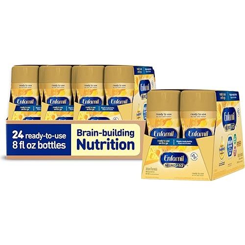 Enfamil NeuroPro Ready to Feed Baby Formula, Ready to Use, Brain and Immune Support with DHA, Iron and Prebiotics, Non-GMO, 8 Fl Oz, 6 count (Pack of 4), Total 24 bottles