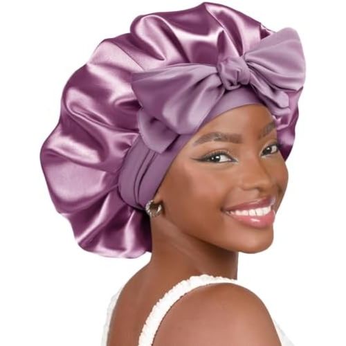 YANIBEST Adjustable Silk Bonnet for Sleeping Women Double Layer Satin Bonnet Reduce Friction Prevent Frizz Curly Hair