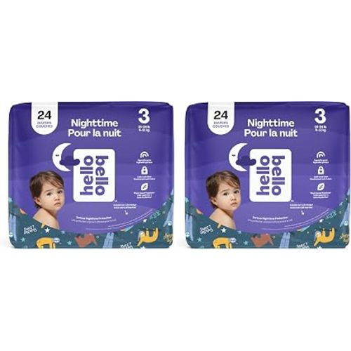 Hello Bello Premium Overnight Baby Diapers Size 3, 24 Count, Unisex, Ultra Absorbent and Soft Disposable Diapers for Babies and Toddlers