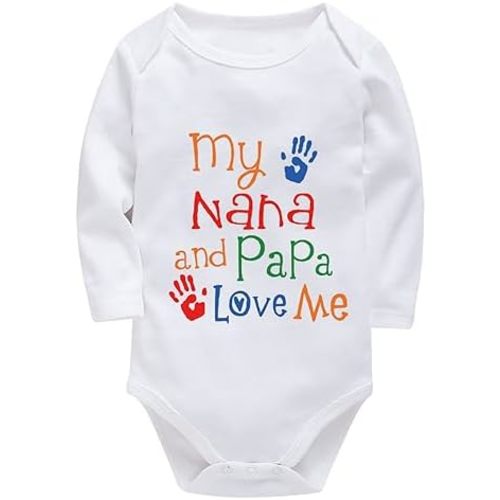 My Nana And Papa Love Me Baby Bodysuit Long Sleeve Baby Boy Romper Newborn Outfit