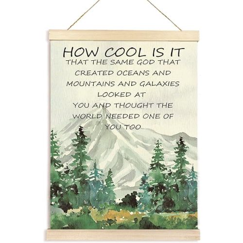 Hiuwevt Christian Nursery Wall Art, How Cool Is It That the Same God Bible Verse Poster Hanger Frame, Mountain Forest Inspirational Wall Art Decor for Home Kids Room Bedroom Nursery Playroom, 12x16 Inch