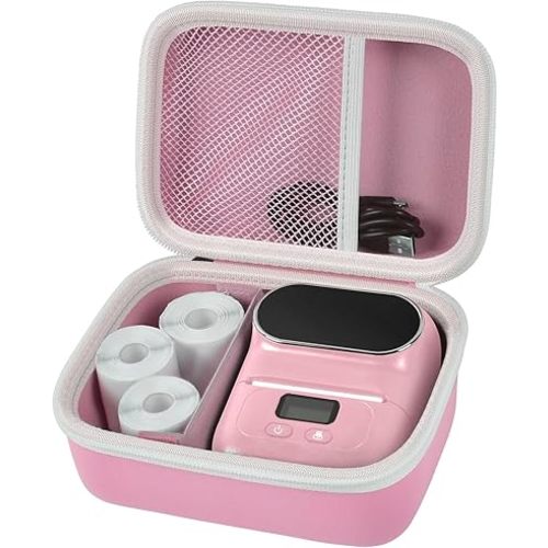 Case Compatible with Phomemo M110 Label Maker - Portable Mini Bluetooth Thermal Label Maker Carrying Storage Bag for Printer Labels, USB Cable and Accessories - Pink (Box Only)