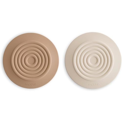 mushie Silicone Drain Stopper 2-Pack | 5.5 inch Diameter Bathtub Flat Suction Cover (Natural/Shifting Sand)