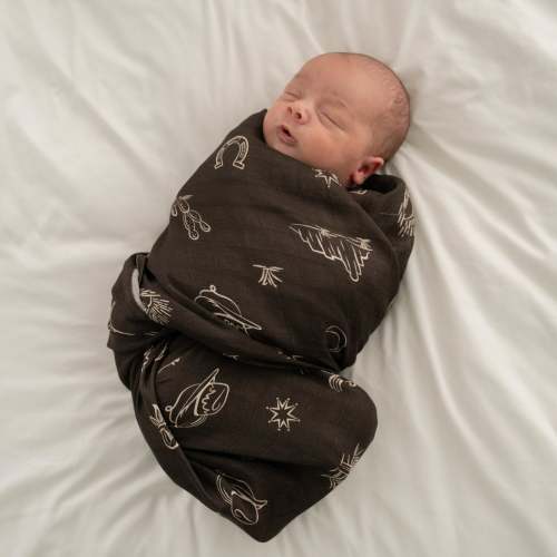 Baby Western Bamboo Muslin Swaddle – Soft & Breathable Newborn Blanket by Ellie Sue