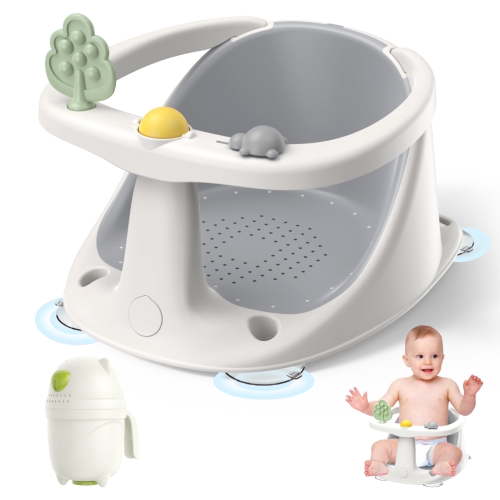 UXLXLK Baby Bath Seat for 6-24 Months Comfort with Rinse Cup Grey