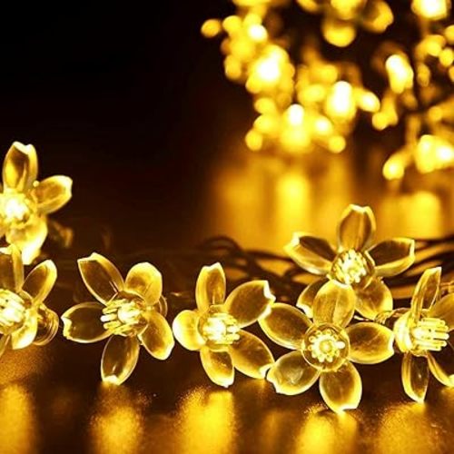 Indoor Decorative Flower String Lights, 33ft 100 LED Plug in Fairy Twinkle Cherry Blossom Floral Lamp for Bedroom Window Wall Ceiling Tree Hanging, Christmas Easter Birthday Decor (Warm White)