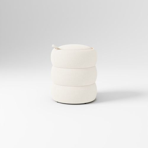 Lumi Storage Side Table Performance Yarn Dyed Linen Weave Alabaster Blonde