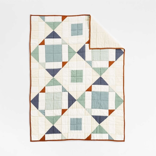 Heritage Blue 100% Organic Cotton Baby Crib Quilt