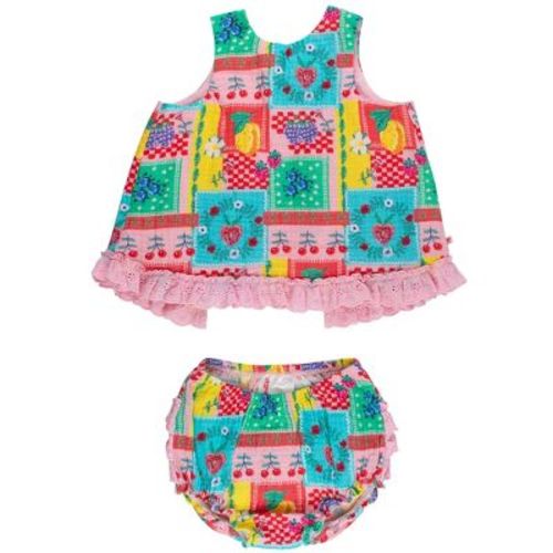 RuffleButts Baby Girls Cotton Gauze Swing Top and Bloomer Set - Picnic Party, 3-6m