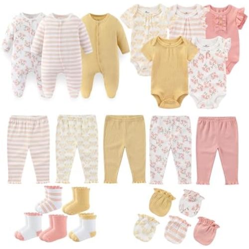 Baby Girls Boys Layette Gift Set 23 Piece Newborn Bodysuits Clothes Unisex Outfit 0-12Month