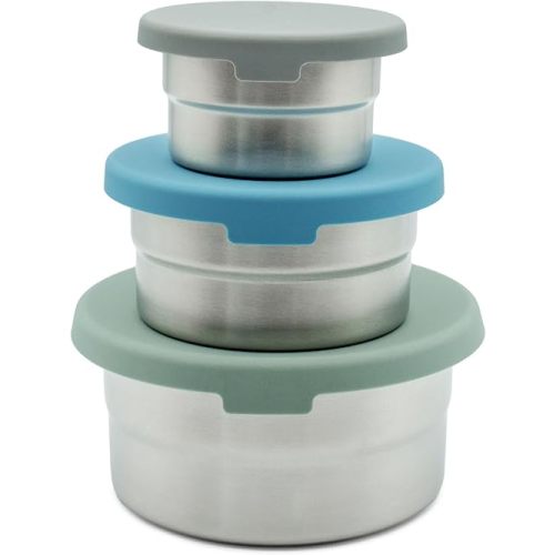 Stainless Steel Food Storage Containers - 3 Pack - 3 Oz, 6.1 Oz, 12.85 Oz with Leakproof Silicone Lids, BPA-Free, Dishwasher & Freezer Safe, Nesting & Stackable for Meal Prep, Lunch Boxes & Snacks