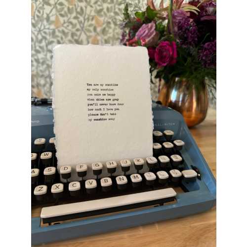 You Are My Sunshine Typewriter Art