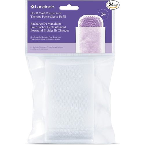 Lansinoh Hot & Cold Postpartum Therapy Packs Disposable Sleeve Refill, 24 Count